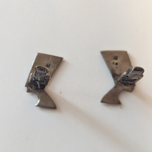 Vintage Egyptian Sterling Silver Cufflinks Nefertiti Egyptian Revival Whale Back - Picture 5 of 9
